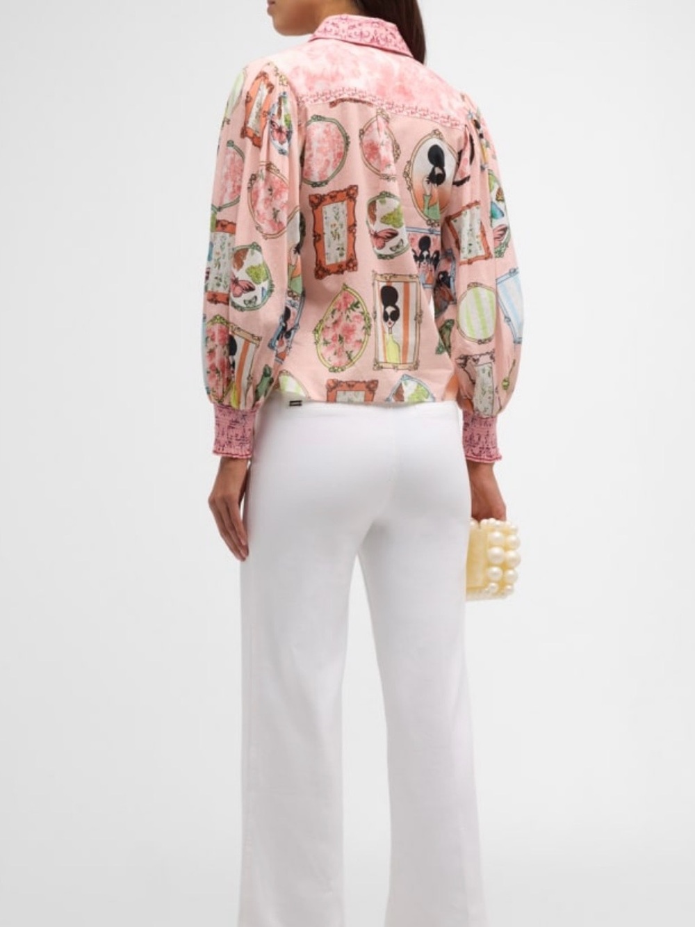 Alice + Olivia Pink Printed Frame-Detail Blouse Jacket - Picture 5 of 8